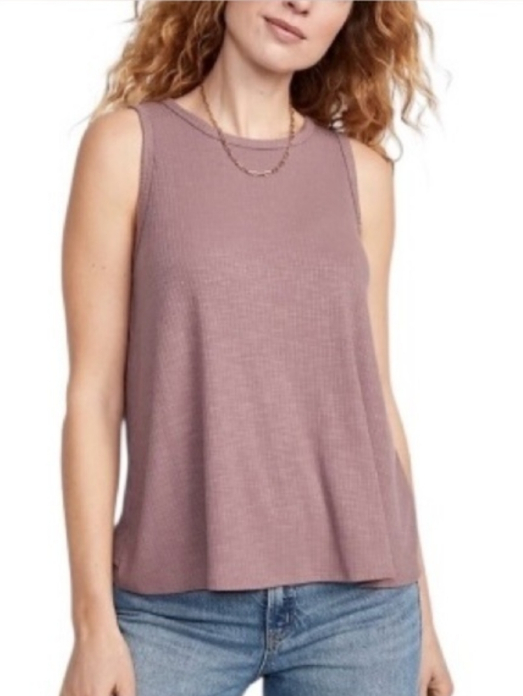 Xxl Tall Luxe Mauve Tank Top Rib Knit Swing Lark